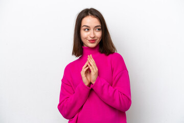 Young Ukrainian woman isolated on white background scheming something