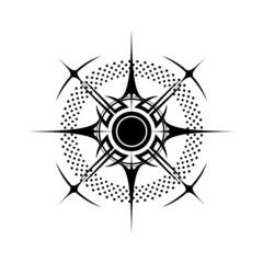 Wind rose scandinavian symbol black