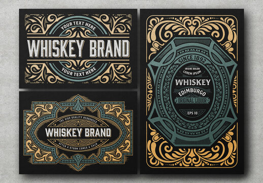 Set of 3 Vintage Labels for Packing