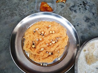 Vegetable noodle soup with rice food milk on plate