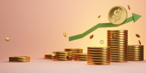 gold coin of dollar money, shopping online business, digital currency, atm of cash flow, 3d illustration rendering, network of banking