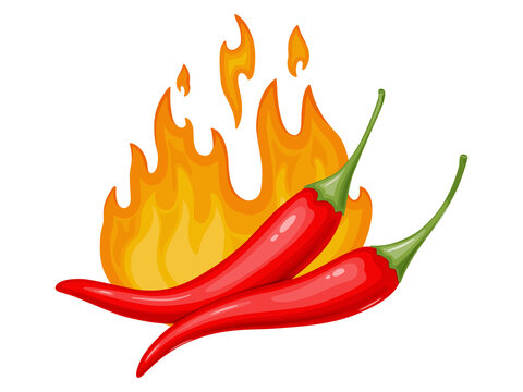 Red hot Chili pepper on fire. Mexican traditional food.