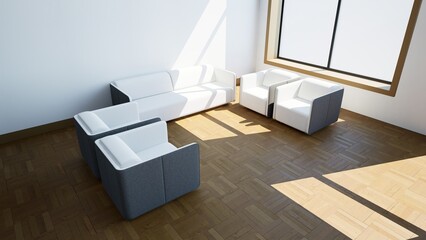 3d rendering. modern living room in townhouse.