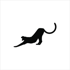 Silhouette of Leopard, Cheetah, Panther, Jaguar (Big Cat Family) for Logo or Graphic Design Element. Vector Illustration