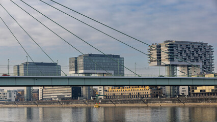 Modern architecture in heart of Cologne on a waterfront property