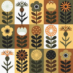 Scandinavian style floral rectangular autumn vector pattern. Part six. - 503001814
