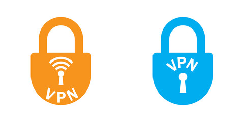 Vpn lock icon set. Safe vpn symbol. Vector illustration.