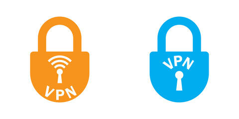Vpn lock icon set. Safe vpn symbol. Vector illustration.