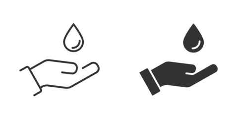 Obraz premium water drop hand icon Water save symbol. Vector illustration.