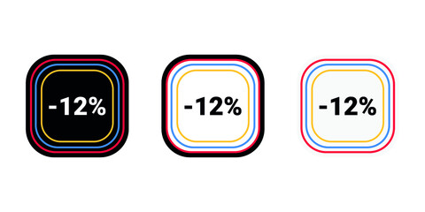 Modern vector discount 12% percent off and sale teg icon label  