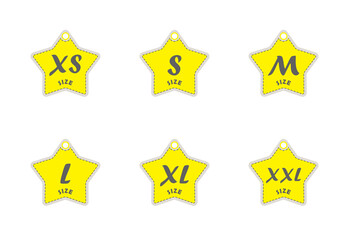 Star shape clothing Size Labels set. Vector illustration.