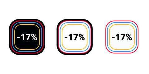 Modern vector discount 17% percent off and sale teg icon label  
