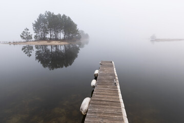 Mysterious sunrise at Cazaux and Sanguinet Pond. Landes