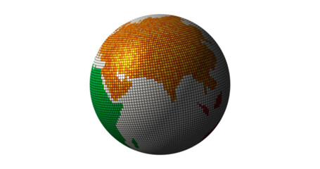 Earth tile globe rotating 3d illustration