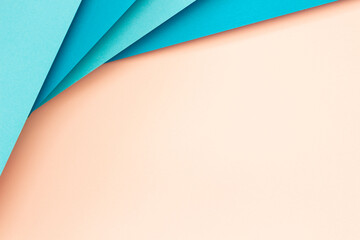 Abstract color papers geometry flat lay composition background with blue and light pink color lines...