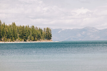 Calm and peaceful Lake Tahoe in spring