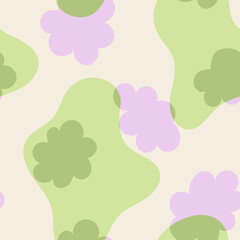 Abstract wavy seamless pattern in pastel color. Vector background with organic liquid shapes. Perfect for textile, fabric, wrapping paper. 90s, 00s aesthetic. Retro wavy background