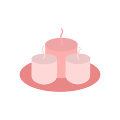 Vector candles on plate illustration. Hand drawn candles decoration