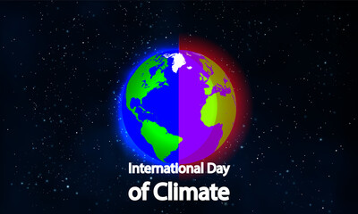 International Day of Climate planet in space, vector art illustration.