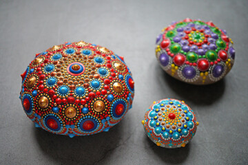 Beautiful colorful hand painted dot mandalas