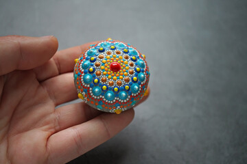 Beautiful colorful hand painted dot mandala