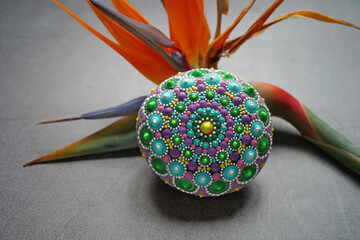Beautiful colorful hand painted dot mandala