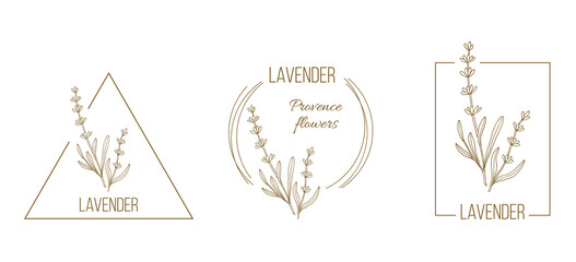Set of lavender floral hand drawn logo templates © foxyliam