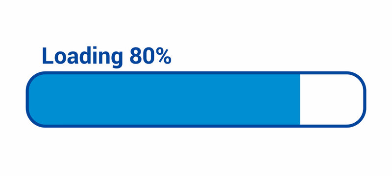 progress loading bar 80 percent (80%) on white background