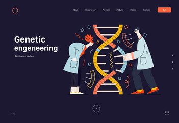 Technology Memphis -genetic engineering -modern flat vector concept digital illustration of process of using recombinant DNA rDNA technology to alter genetic makeup of organism. Creative template