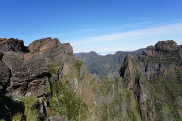 Foto op Canvas The spectacular view of the scenic mountains at Pico do Arieiro, the third highest point in Madeira, Portugal, Europe  © williem