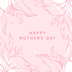 Mother's Day card with flowers in pastel colors and text. Vector illustration 