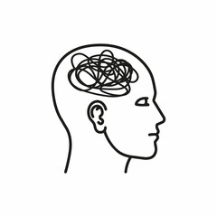 Vector illustration of squiggle in head. Depression concept.