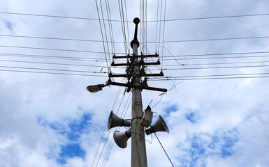 Electric pole. high voltage line.
