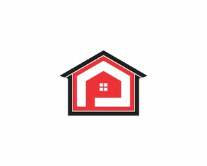Letter P With Real Estate Logo Vector 001
