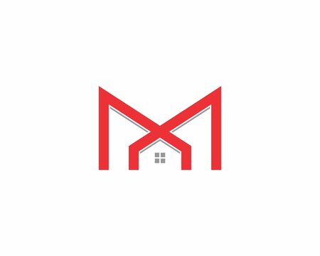 Letter M With Real Estate Logo Vector 002