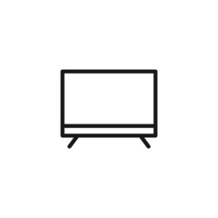Electronic devices concept. Monochrome illustration drawn with thin line. Perfect for internet resources, stores, books, banner. Line icon of computer or tv set