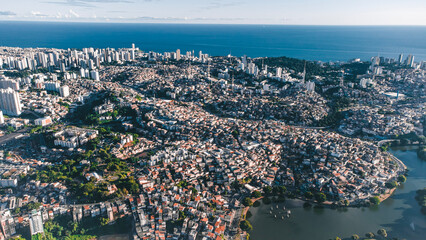 Fototapeta premium Salvador Bahia Cidade Turismo Nordeste Brasil Paisagem Mar Urbano Drone Histórico Cultural Arquitetônico