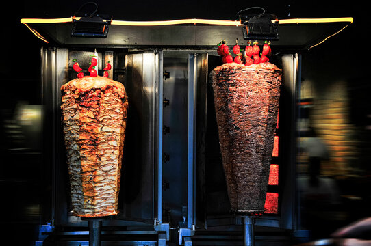 Chicken and meat doner kebab.