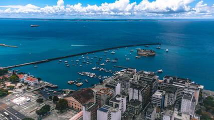Salvador Bahia Cidade Turismo Nordeste Brasil Paisagem Mar Urbano Drone Histórico Cultural...