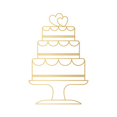 golden wedding cake icon- vector illustration