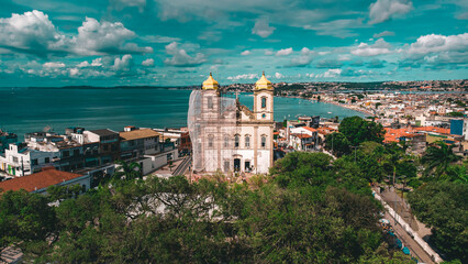 Fototapeta premium Igreja Católica Nosso Senhor do Bonfim Itapagipe Salvador Brasil Arquitetura Colonial Sacra Fé Fitinhas Patrimônio Histórico Brasileiro Mundial 