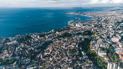 Salvador Bahia Cidade Turismo Nordeste Brasil Paisagem Mar Urbano Drone Histórico Cultural...