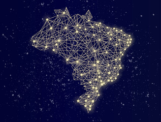 Glowing map of Brazil on the night sky - 503016423