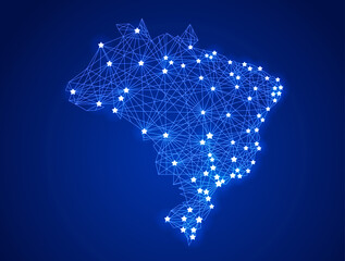 Glowing communication network map of Brazil - 503019606