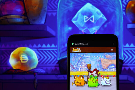 Axie Infinity editorial. Illustrative photo for news about Axie Infinity - an NFT-based online video game