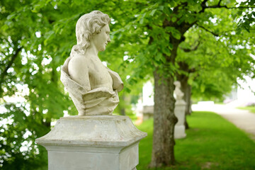 Details of beautiful park surrounding Uzutrakis Manor, residential manor of the Tyszkiewicz family in Uzutrakis, on the shore of Lake Galve, opposite the famous Trakai Castle.