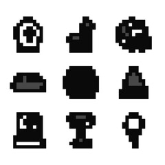 Obraz premium Set Basket with easter eggs, Christian chalice, Rosary beads religion, Church bell, Grave tombstone, bread, cross globe and Pope hat icon. Vector