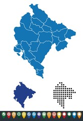 Obraz premium Set maps of Montenegro country
