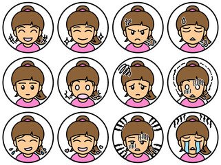 ブログで使える丸アイコンⅤ版　女性０１