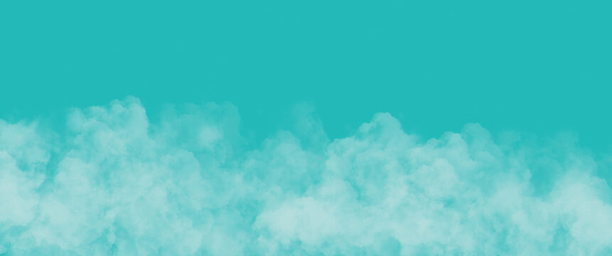 Puffs of smoke or clouds along lower edge of aqua blue 4K background